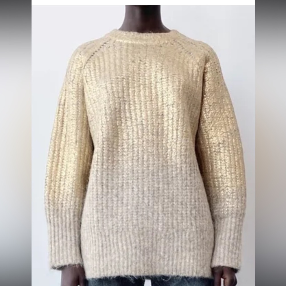 Zara gold metalic ombre sweater